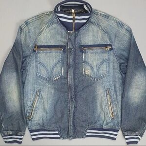 Dolce & Gabbana Blue Denim Bomber Jacket